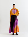 SAFFRON-PURPLE HEART SHAPE SHIBORI SHIRT