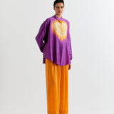 PURPLE-SAFFRON  HEART SHAPE SHIBORI SHIRT WITH PANTS