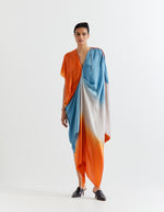 SILVER OMBRE RUCHED DRESS