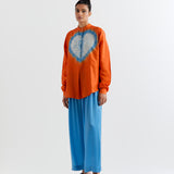 ORANGE- BLUE HEART SHAPE SHIBORI SHIRT WITH PANTS