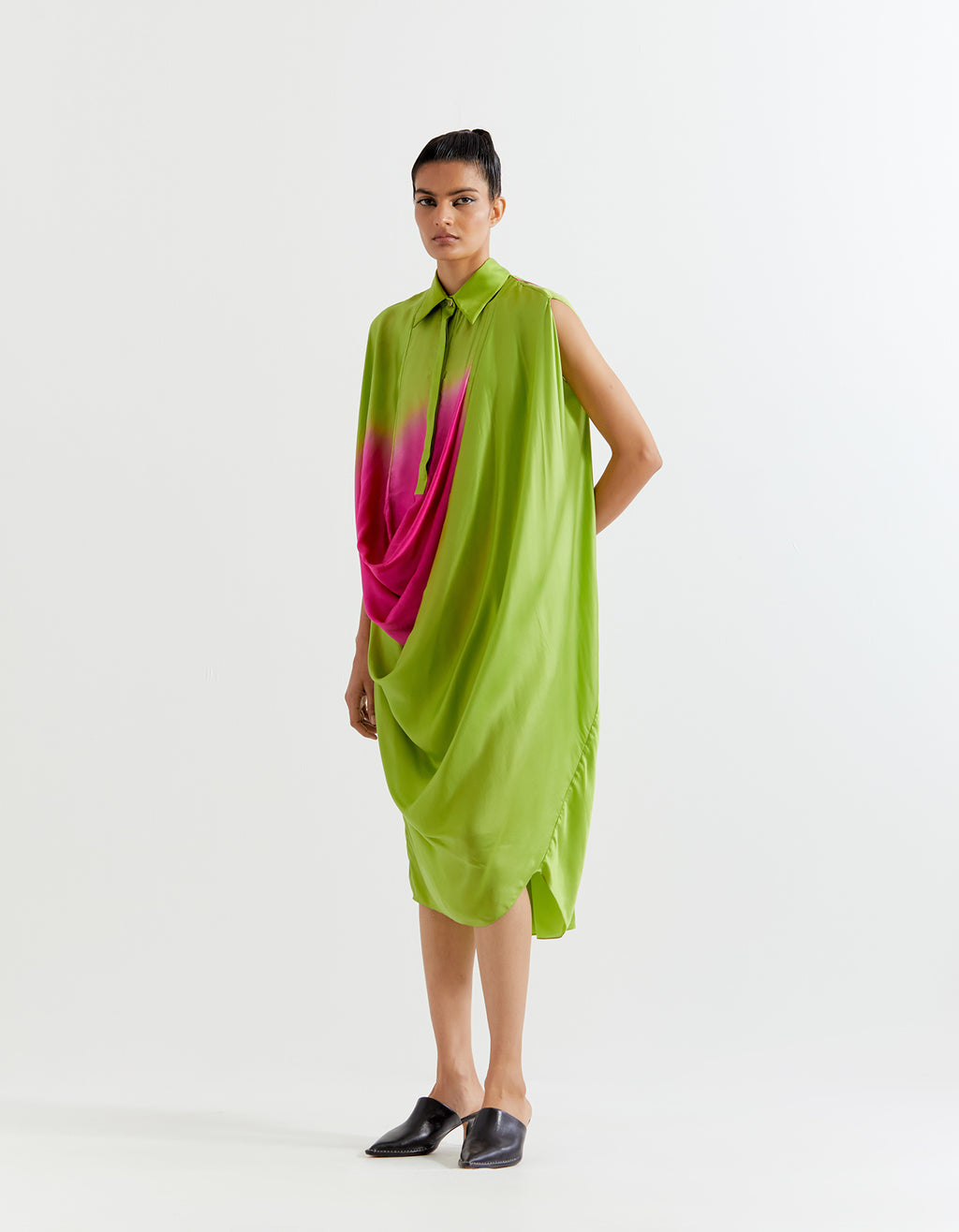 GREEN-PINK FRIDA DRESS