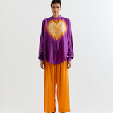 PURPLE-SAFFRON  HEART SHAPE SHIBORI SHIRT WITH PANTS