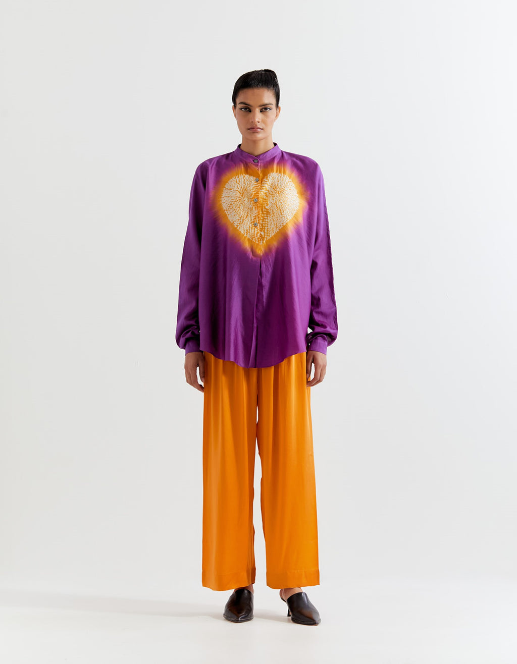 Purple Saffron- Heart Shape Shibori Shirt With Pants