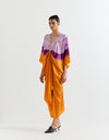 SAFFRON-PURPLE SHIBORI KNOT KAFTAN