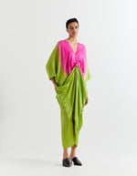 GREEN-PINK DIP-DYE KNOT KAFTAN