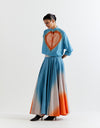 BLUE-ORANGE HEART SHAPE SHIBORI SHIRT