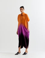 ORANGE OMBRE CINCHED SHIRT