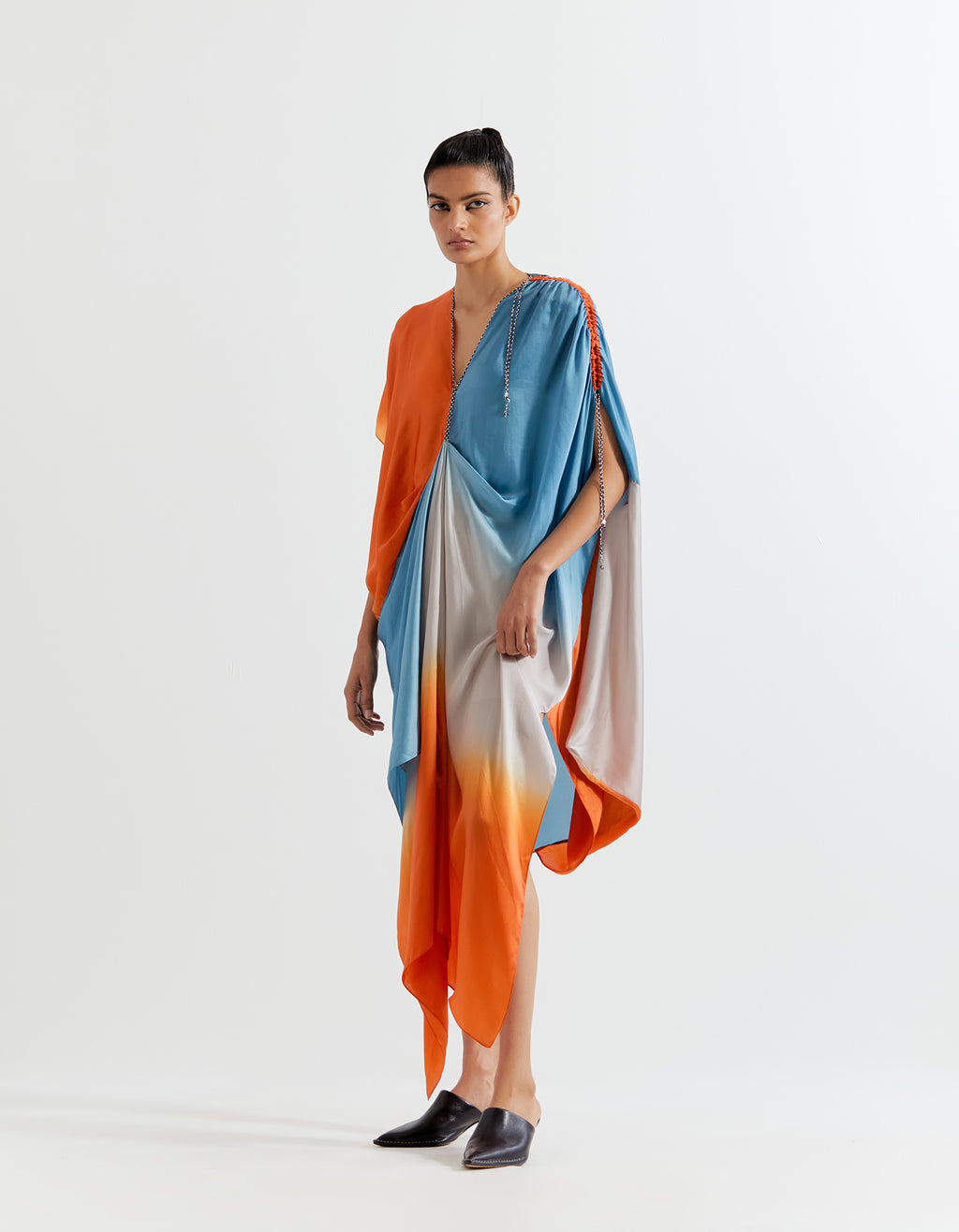 SILVER OMBRE RUCHED DRESS