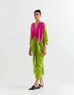GREEN-PINK DIP-DYE KNOT KAFTAN