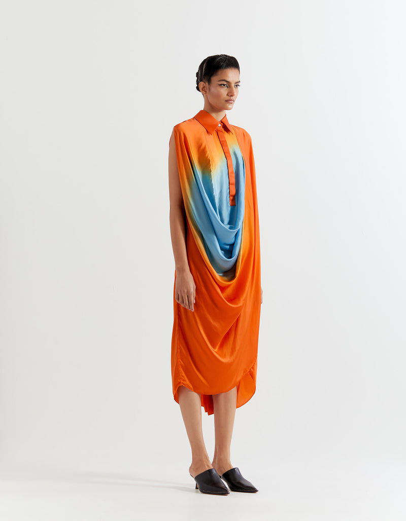 ORANGE-BLUE FRIDA DRESS