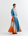 BLUE-ORANGE HEART SHAPE SHIBORI SHIRT