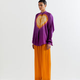 PURPLE-SAFFRON  HEART SHAPE SHIBORI SHIRT WITH PANTS