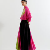 PINK-GREEN HEART SHAPE SHIBORI SHIRT WITH OMBRE SKIRT