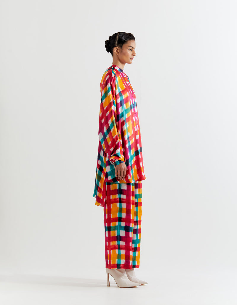 MULTI PLAID T.SHAPE SHIRT WITH PANTS