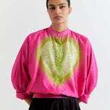 PINK-GREEN HEART SHAPE SHIBORI SHIRT WITH OMBRE SKIRT