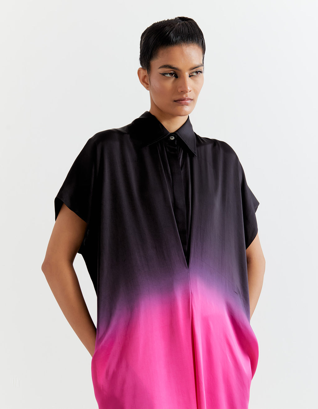 PINK OMBRE CINCHED SHIRT
