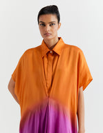ORANGE OMBRE CINCHED SHIRT