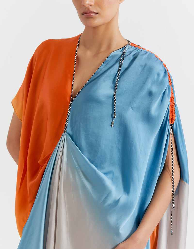 SILVER OMBRE RUCHED DRESS