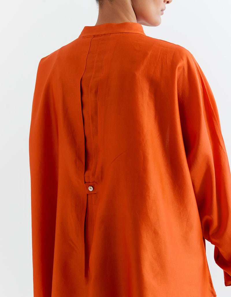 ORANGE- BLUE HEART SHAPE SHIBORI SHIRT WITH PANTS