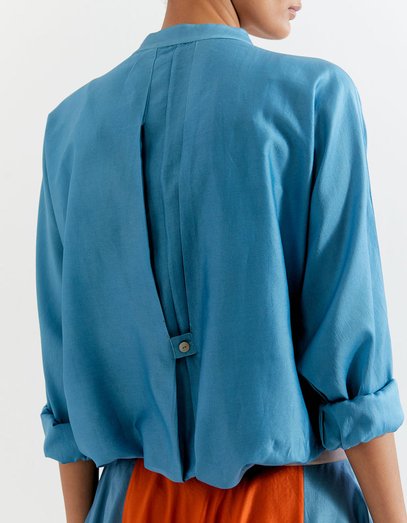 BLUE-ORANGE HEART SHAPE SHIBORI SHIRT
