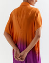 ORANGE OMBRE CINCHED SHIRT