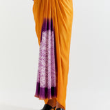 PURPLE-SAFFRON  T.SHAPE SHIBORI SHIRT WITH SHIBORI SKIRT