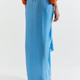 ORANGE-BLUE T.SHAPE SHIBORI SHIRT WITH SHIBORI SKIRT