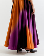 SAFFRON-PURPLE HEART SHAPE SHIBORI SHIRT WITH OMBRE SKIRT
