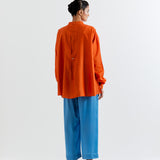 ORANGE- BLUE HEART SHAPE SHIBORI SHIRT WITH PANTS