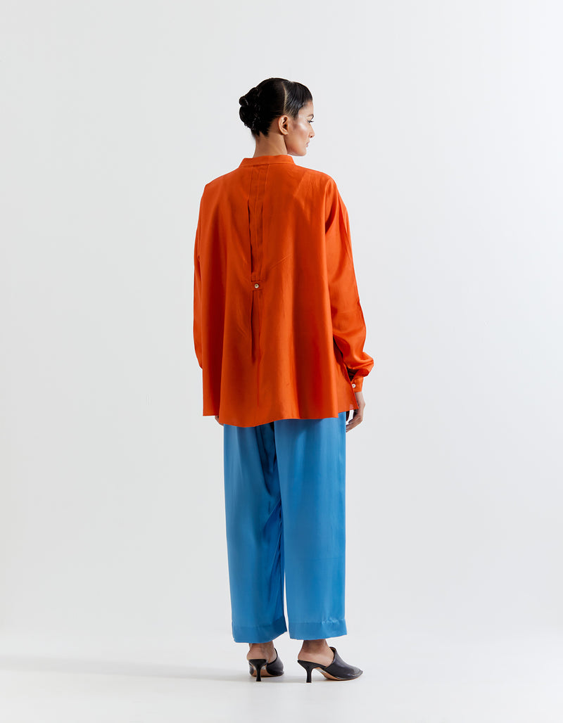 ORANGE- BLUE HEART SHAPE SHIBORI SHIRT WITH PANTS