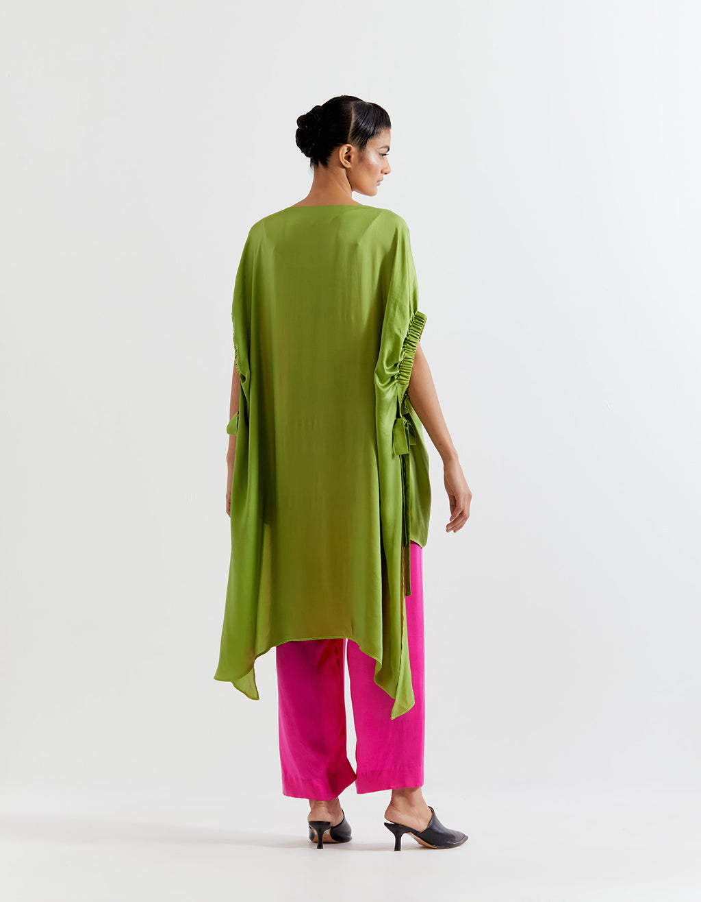 GREEN-PINK ELASTIC TOP