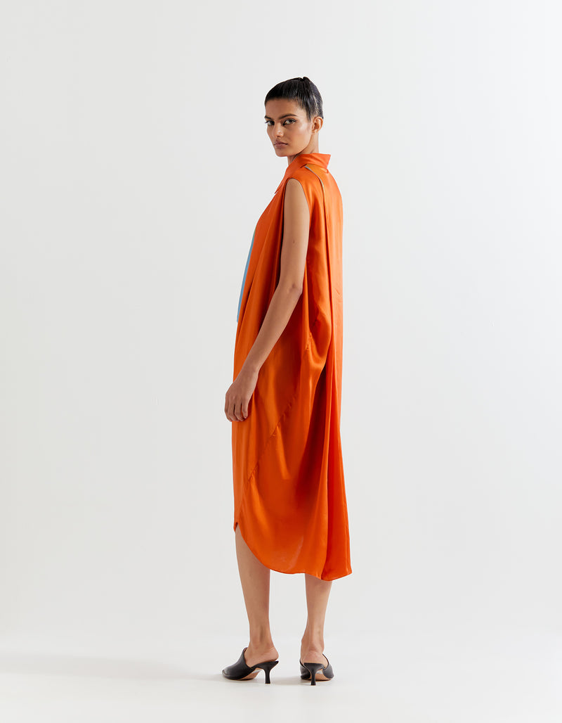 ORANGE-BLUE FRIDA DRESS
