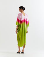 GREEN-PINK SHIBORI KNOT KAFTAN
