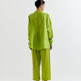 GREEN-PINK HEART SHAPE SHIBORI SHIRT WITH PANTS