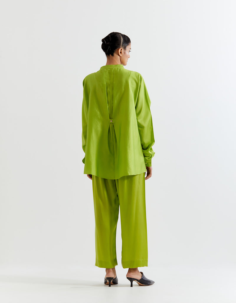 GREEN-PINK HEART SHAPE SHIBORI SHIRT WITH PANTS