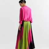 PINK-GREEN HEART SHAPE SHIBORI SHIRT WITH OMBRE SKIRT