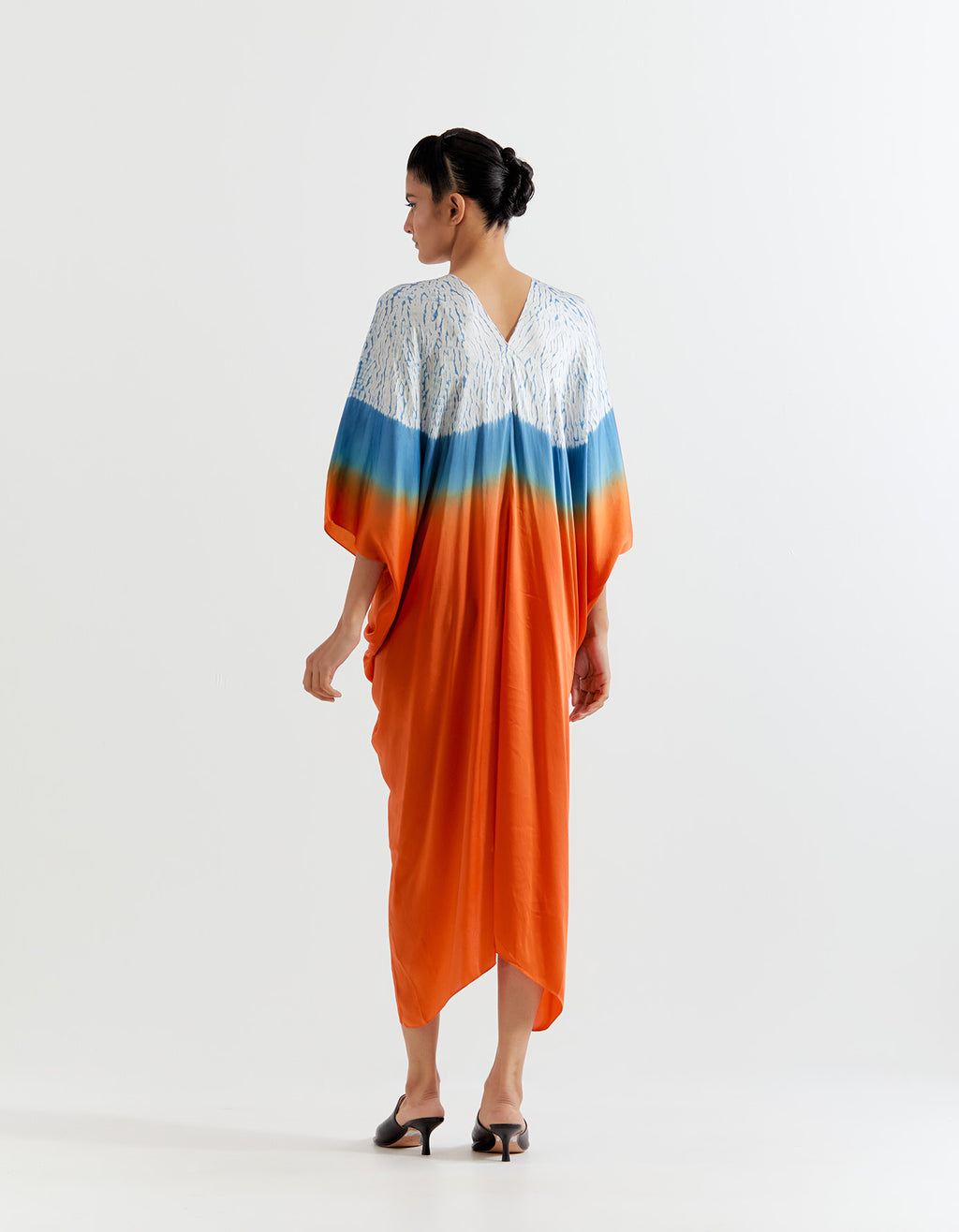 ORANGE-BLUE - Shibori Knot Kaftan