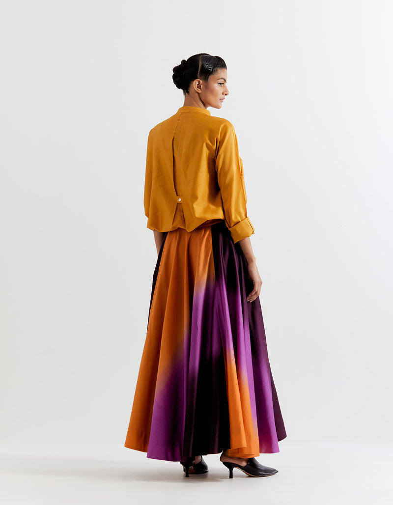 SAFFRON-PURPLE HEART SHAPE SHIBORI SHIRT